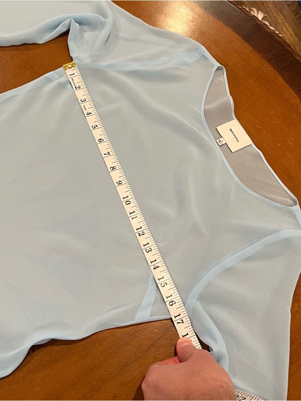 Reformation Avalina Sheer‎ Long-Sleeve Mini Dress Light Blue 4 MISSING SLIP - Picture 13 of 16